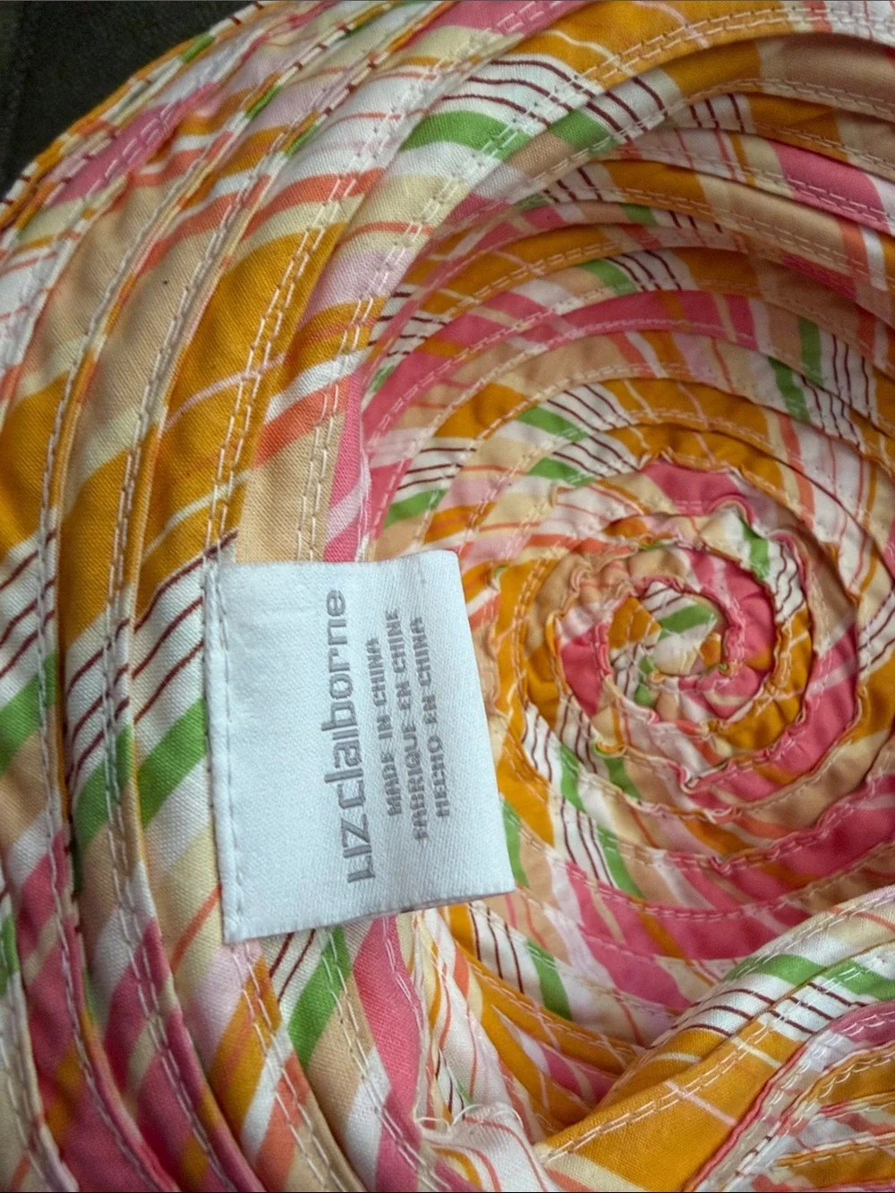 Liz Claiborne Multicolor Striped fabric Sun Hat with Daisy Detail